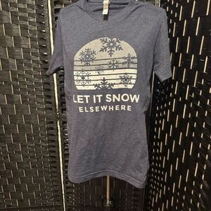 Bella Canvas "Let it Snow elsewhere" Navy Snowflake Tee Sz S